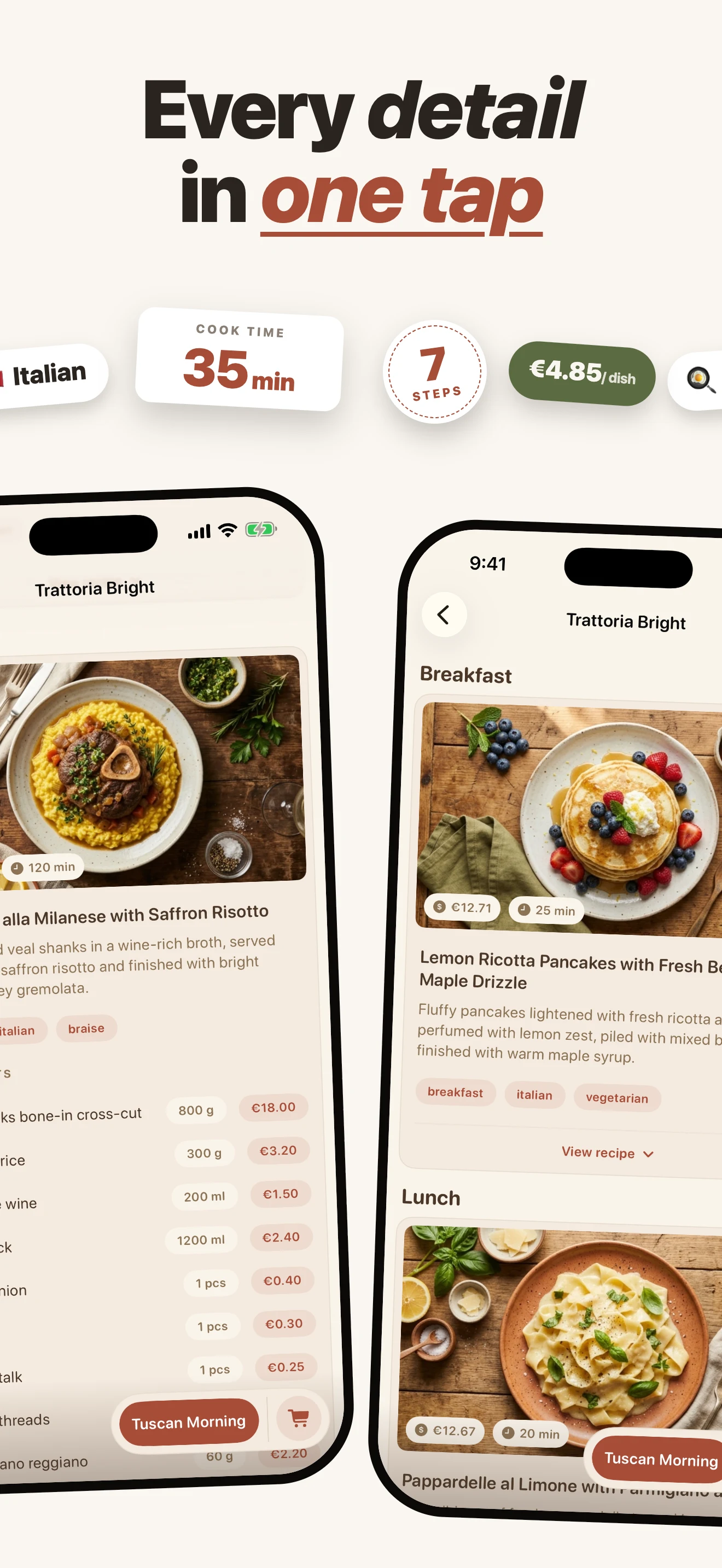Aioli app — "Step-by-step instructions" showing a recipe detail view